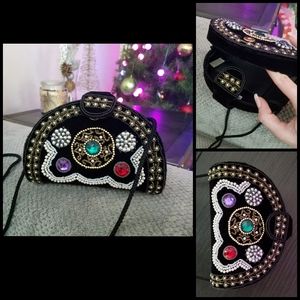 Vintage Magid Velvet Bling Beaded Clutch Handbag